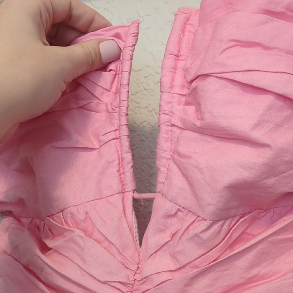 Hello Molly Dipped in Love pink ombre midi sleeveless plunge neckline dress - Picture 10 of 15